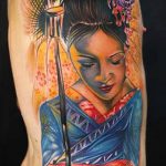 снимка на гейша татуировка # 834 - готина версия на модела, която може успешно да се използва за трансформиране и прилагане като татуировка на гейша и самурай