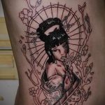 снимка на гейша татуировка № 727 - достойна версия на рисунка, която може лесно да се използва за преразглеждане и приложение като татуировка на гейша япония