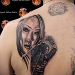 снимка на гейша татуировка номер 308 - готина версия на модела, която може успешно да се използва за преразглеждане и приложение като татуировка на гейша на бедрото