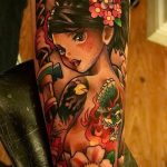 снимка на гейша татуировка # 124 - изключителна версия на модела, която може успешно да се използва за обработка и прилагане като татуировка на гейша с череп