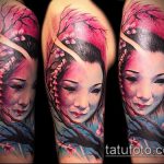 снимка на татуировка на гейша № 934 - готина версия на модела, която може да се използва добре за усъвършенстване и приложение като татуировка на гейша с чадър