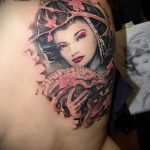 снимка на татуировка на гейша # 980 - готина версия на рисунка, която може успешно да се използва за промяна и приложение като татуировка на гейша със сакура