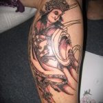 снимка на татуировка на гейша # 820 - готина версия на рисунка, която може успешно да се използва за промяна и приложение като татуировка на гейша с череп