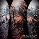 снимка на татуировка на гейша # 292 - готина версия на рисунка, която може успешно да се използва за финализиране и нанасяне на татуировка като гейша с меч