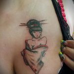 снимка на гейша татуировка номер 42 - уникална версия на модела, която може лесно да се използва за трансформиране и прилагане като татуировка на гейша по целия гръб