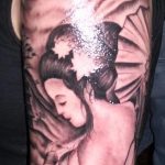 снимка на татуировка гейша номер 348 - готина версия на модела, която може да се използва добре за промяна и приложение като татуировка на гейша с вентилатор