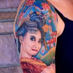 снимка на гейша татуировка номер 77 - готина версия на рисунка, която може успешно да се използва за обработка и нанасяне като татуировка на гейша върху предмишниците