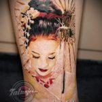 снимка на гейша татуировка номер 243 - интересна версия на модела, която може успешно да се използва за обработка и нанасяне като татуировка на гейша на ръката