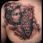 снимка на гейша татуировка # 258 - готина версия на рисунка, която може лесно да се използва за обработка и прилагане като татуировка на гейша с вентилатор