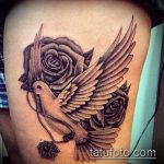 fotó a galamb tetoválásról # 869 - a minta exkluzív változata, amely sikeresen használható egy galamb átalakítására és tetoválásként történő felhelyezésére a karra