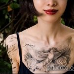 fotó egy galamb tetoválásról, 879. szám - a minta méltó változata, amely könnyen felhasználható a galamb nyakán történő átalakításhoz és tetováláshoz