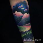 fotó a 901 -es hegyi tetoválásról - a kép hűvös változata, amely jól használható hegyek és erdők megváltoztatására és tetoválásként történő alkalmazására