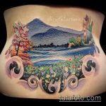 fotó a 121 -es számú hegyi tetoválásról - a minta hűvös változata, amelyet sikeresen lehet használni a hegyi tetoválás geometriájának megváltoztatására és alkalmazására