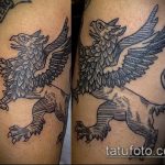 fotó a tetováló griffről №604 - a minta egyedi változata, amely könnyen használható változtatásra és tetoválás griffként történő alkalmazására az egész hátán