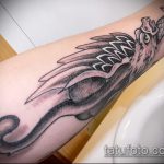 fotó az 56. számú tetováló griffről - a minta hűvös változata, amely sikeresen használható átalakítására és tetováló griffként történő alkalmazására a karon