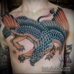 fotó a 84. számú griff tetoválásról - a minta méltó változata, amely sikeresen használható a lábakon lévő tetoválás griffként történő feldolgozásához és alkalmazásához