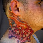 Fotó a kocka tetoválásról # 927 - a minta exkluzív változata, amely jól használható a kockák véglegesítéséhez és felhelyezéséhez a nyakra tetoválásként