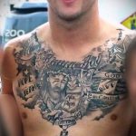 Fénykép a Jézus Krisztus 105. számú tetoválásról - a rajz érdekes változata, amelyet sikeresen lehet használni a feldolgozáshoz és az alkalmazáshoz, mint Jézus Krisztus tetoválását az oldalán