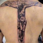 Fotó a Jézus Krisztus tetoválásról, 173. szám - a rajz hűvös változata, amely sikeresen használható felülvizsgálathoz és alkalmazáshoz, mint Jézus Krisztus tetoválása az asztalnál