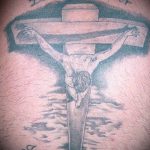Fotó a Jézus Krisztus tetoválásról, 884. sz. - a rajz érdekes változata, amely könnyen használható változtatásra és alkalmazásra, mint Jézus Krisztus tetoválása a kereszten
