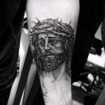 Fotó a 718 -as számú Jézus Krisztus tetoválásról - a rajz hűvös változata, amely jól használható finomításra és alkalmazásra, mint Jézus Krisztus és az ördög tetoválása