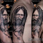 Fotó a Jézus Krisztus tetoválásról, 97. szám - a rajz méltó változata, amely jól használható Jézus Krisztus vállán lévő tetoválás átalakítására és alkalmazására