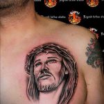 Fotó a 661 -es Jézus Krisztus tetoválásról - a rajz hűvös változata, amely sikeresen használható felülvizsgálathoz és alkalmazáshoz, mint Jézus Krisztus tetoválása az alkaron
