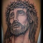 Fotó a 908 -as Jézus Krisztus tetoválásról - a rajz érdekes változata, amely jól használható a feldolgozásra és Jézus Krisztus tetoválásaként történő alkalmazására az alkaron