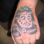 Fotó a 722 -es számú Jézus Krisztus tetoválásról - a minta hűvös változata, amely jól használható a Jézus Krisztus tetoválásává alakítására és alkalmazására a hátán