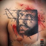 Fotó a Jézus Krisztus tetoválásról, 644. sz. - a rajz hűvös változata, amely jól használható a feldolgozásra és a tetoválásra, amelyet Jézus Krisztus a kereszten alkalmazhat