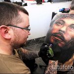 Fénykép Jézus Krisztus tetoválásról, 843. szám - a rajz érdekes változata, amely könnyen használható Jézus Krisztus és az ördög tetoválásának feldolgozására és alkalmazására