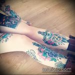 Az elkészített tőr és rózsa tetoválás egyedi változata - a rajz alkalmas tőr, rózsa és koponya tetováláshoz