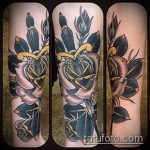 Példa egy tetovált tőrre és egy rózsára - a rajz alkalmas tőr és skarlát rózsa tetoválására