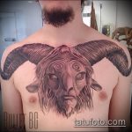 zdjęcie koziego tatuażu numer 87 - fajna wersja rysunku, który można łatwo wykorzystać do powtórki i zastosowania jako oldschoolowy tatuaż z kozy