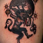 zdjęcie tatuażu kozy nr 575 - fajna wersja wzoru, którą można łatwo wykorzystać do powtórki i tatuowania czaszki kozy