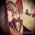 zdjęcie tatuażu kozy # 588 - fajna wersja wzoru, którą można łatwo wykorzystać do przekształcenia i nałożenia koziej czaszki jako tatuażu