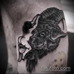 zdjęcie tatuażu koziego nr 454 - godna wersja wzoru, którą można z powodzeniem wykorzystać do obróbki i nałożenia koziej czaszki jako tatuażu