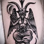 zdjęcie koziego tatuażu nr 959 - fajna wersja wzoru, który z powodzeniem można wykorzystać do obróbki i nałożenia jako old schoolowy tatuaż kozia