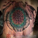 A meglévő kör tetoválás érdekes változata - a rajz alkalmas a kör tetoválására a mellkason