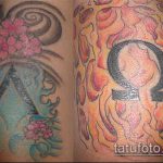 tetoválás omega 20 - a minta hűvös változata, amely jól használható az alfa és az omega tetoválás átalakítására és alkalmazására