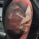 origami tetoválás # 697 - a minta egyedi változata, amely könnyen használható origami macska tetoválásként történő feldolgozásra és alkalmazásra