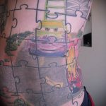 tetováló puzzle №655 - a minta exkluzív változata, amely könnyen használható a tetoválás rejtvényterületének feldolgozásához és alkalmazásához