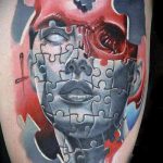 161 -es számú tetováló puzzle - a minta egyedi változata, amely sikeresen használható változtatásra és tetováló rejtvényként történő alkalmazásra a nyakon