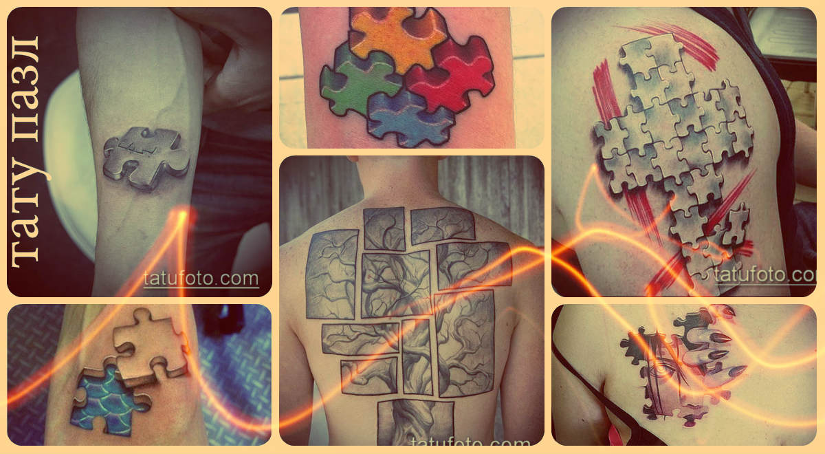 Fotó egy kirakós tetoválásról - érdekes példák a tetoválás rajzaira