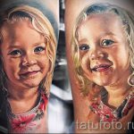 fotó tetoválás portré - gyönyörű lány (gyermek), szőke hajjal