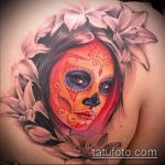A muertos tetoválás # 373 a minta hűvös változata, amely sikeresen használható muertos tetoválásként történő átalakításra és alkalmazásra