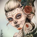 A 696 -os számú muertos tetoválás a minta klassz változata, amely jól használható a véglegesítéshez és az alkarra való muertos tetováláshoz