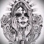 muertos tetoválás 292. szám - a minta érdekes változata, amely jól használható a maszkok átalakítására és felhelyezésére muertos tetoválásként