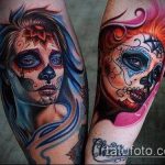 muertos tetoválás 696 szám - a minta hűvös változata, amelyet sikeresen lehet használni muertos ujjú tetoválásként