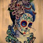 31. számú muertos tetoválás - a minta exkluzív változata, amely jól használható feldolgozásra és muertos tetoválásként a karra